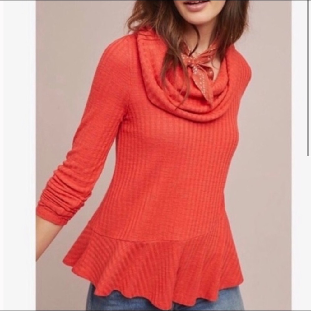 NWT Anthropologie Cowl Neck Peplum Top